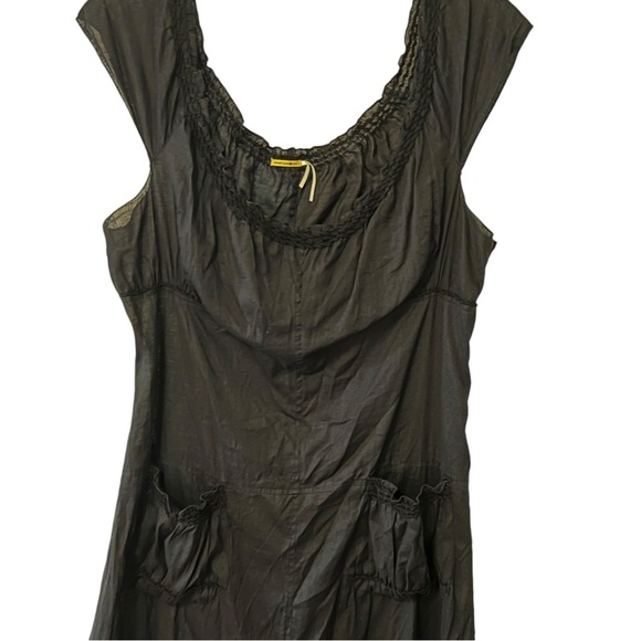 Max Studio Lagenlook Linen Dress with Pockets dark black slightly sheer Large - Picture 4 of 16